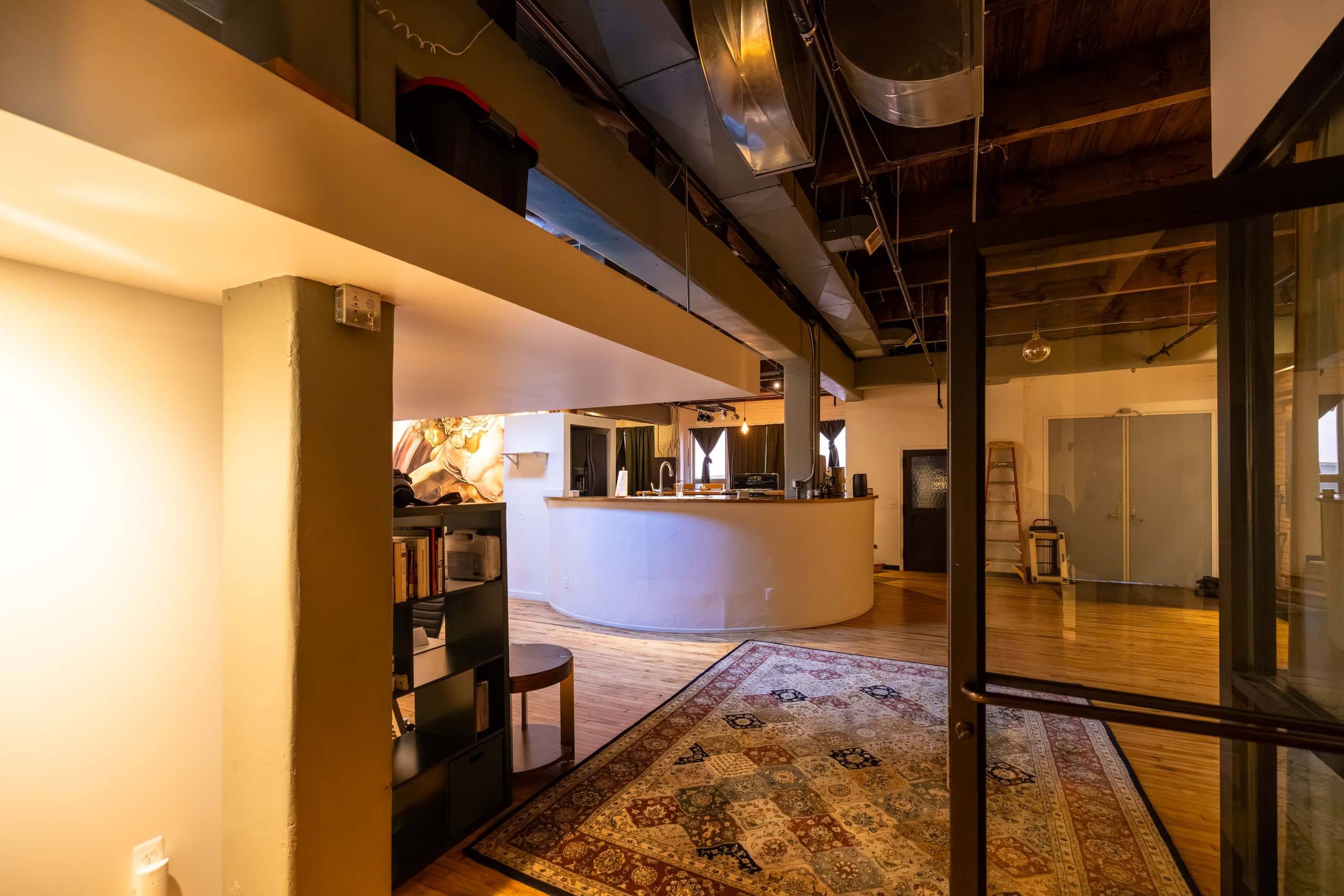 The bar, from the rug